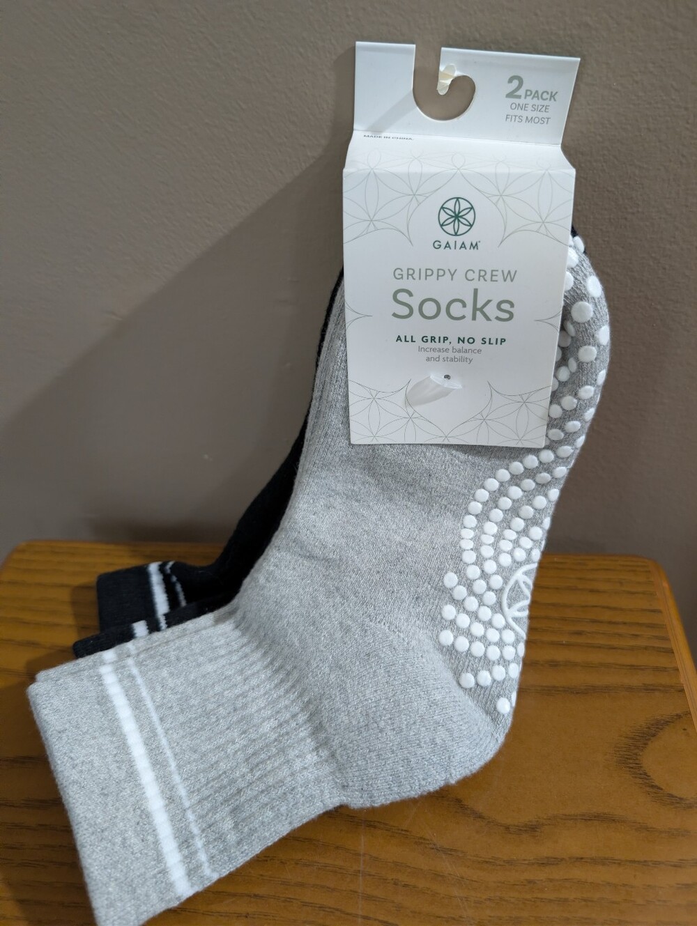 Gaiam Grippy Crew Socks 2 Pair